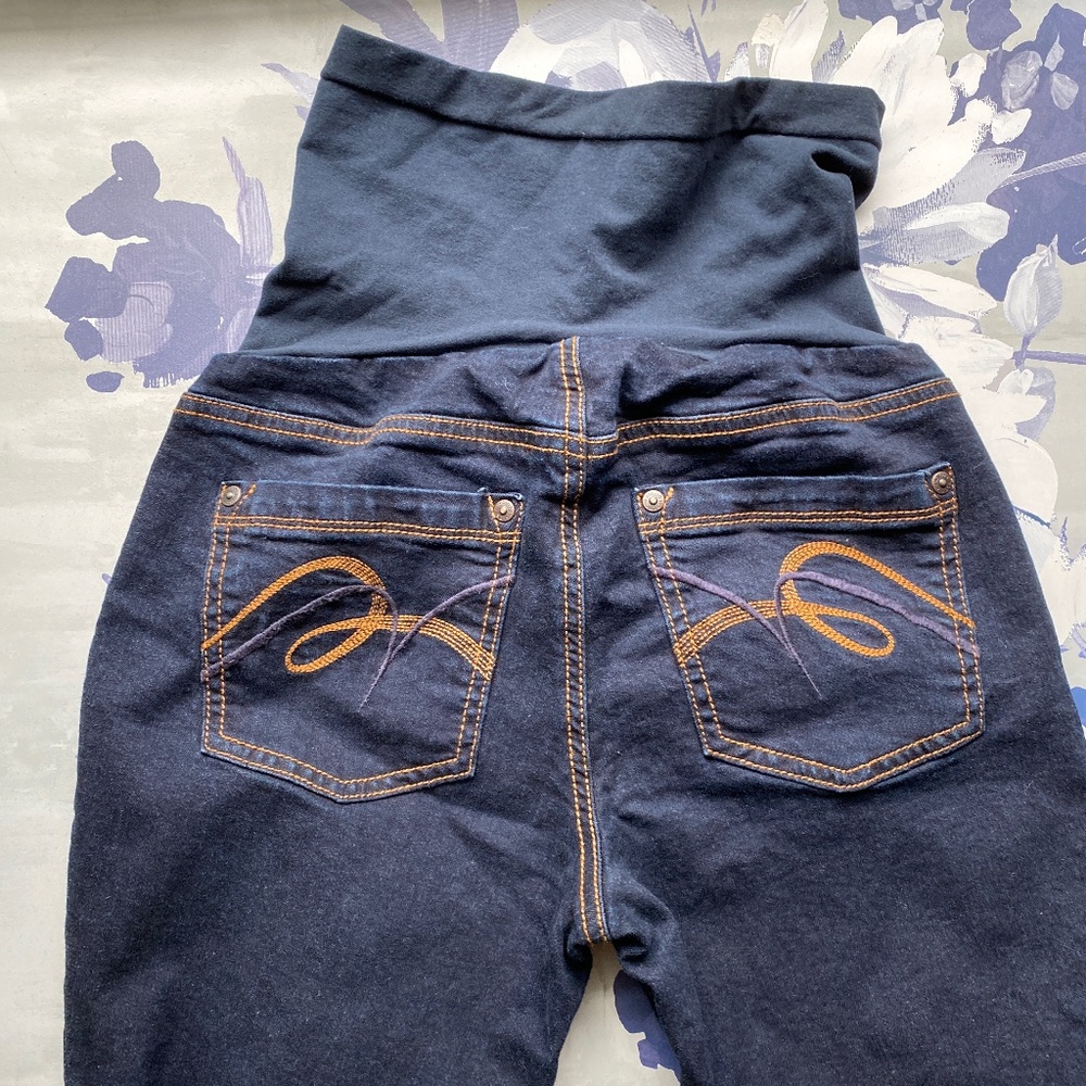 Indigo Blue Dark Wash Maternity Jeans PXS - Picture 4 of 4